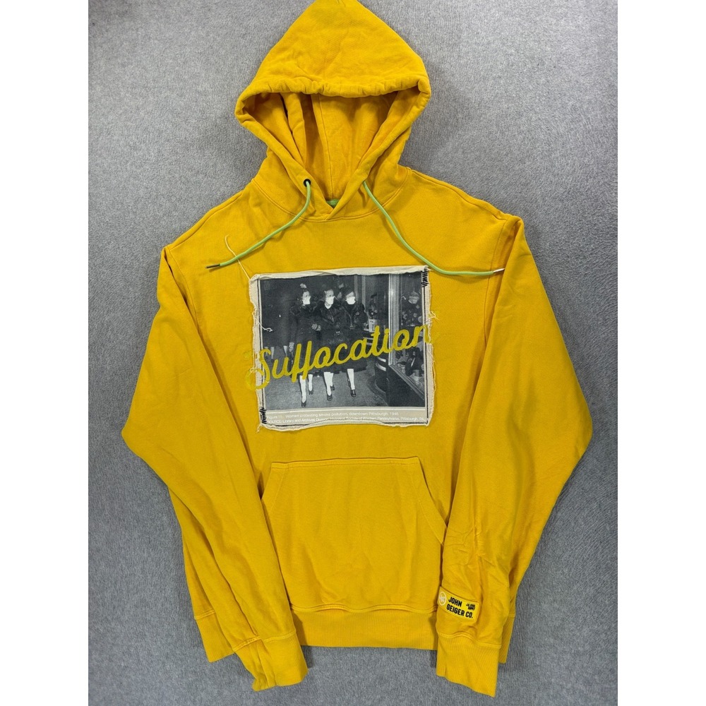 John Geiger Suffacation Graphic Logo Hoodie Sweatshirt (Men's Large) Yellow